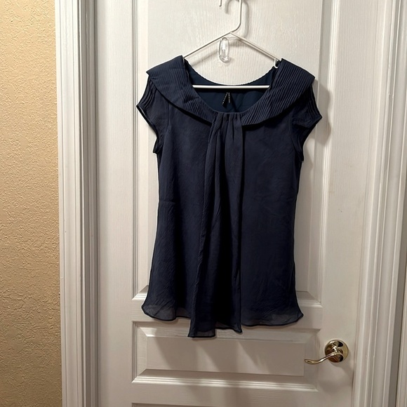 LAPIS Bias Cut Draped Front Cap Sleeve Rayon Georgette Top Sz Medium - Picture 1 of 7